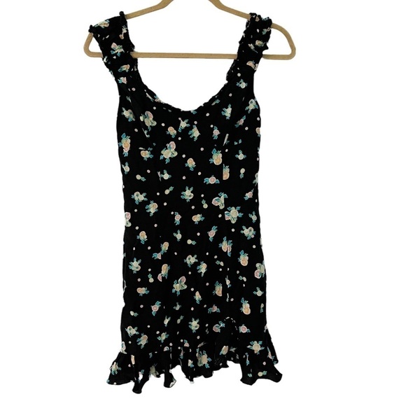 Free People Black Lemon Print Linen Like A Lady Mini Dress - Picture 3 of 12